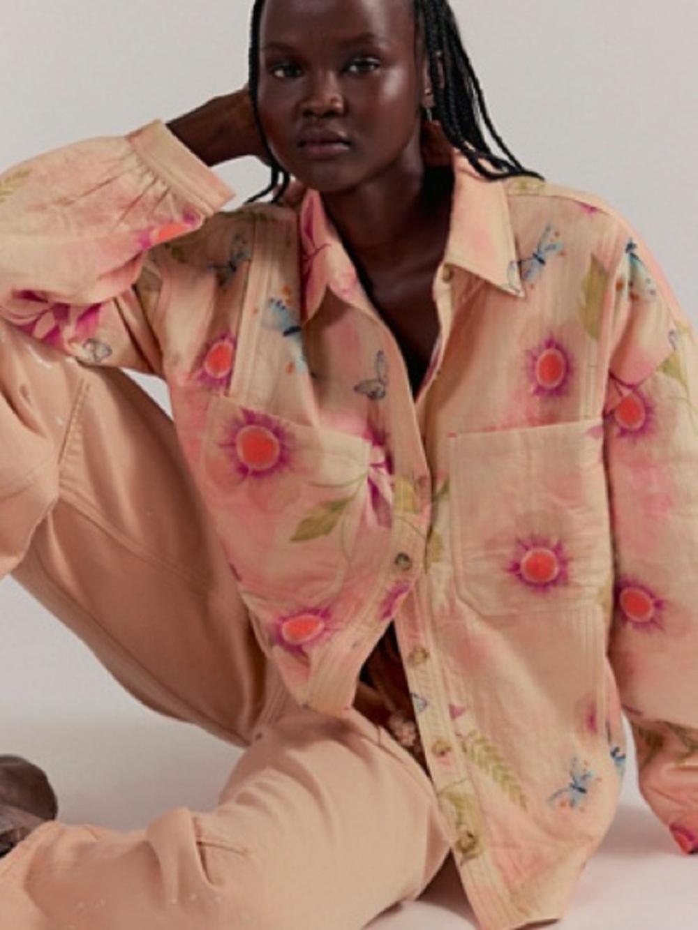 Free People We The Free Petina Garden Printed Button Down SIZE L NWOT - Picture 2 of 6